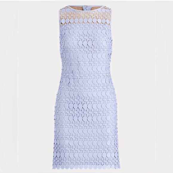 LAUREN RALPH LAUREN Light Blue Lace Sleeveless Dress Size 4 - Picture 3 of 3